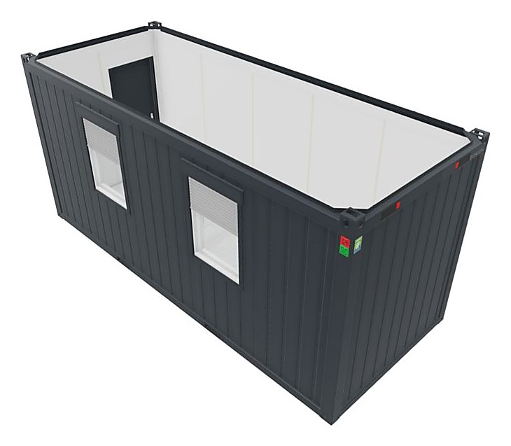 Büro- / Mannschaftscontainer 20′ 6.055 × 2.438 mm RAL7016