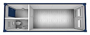 Büro- / Mannschaftscontainer 20′ mit WC und Windfang 6.055 × 2.435 mm