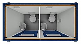 Sanitärcontainer 8′ Doppel-WC-Box – 2.400 × 1.400 mm