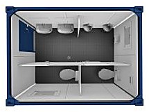 Sanitärcontainer 10′ Herren – 2,990 × 2,440 mm