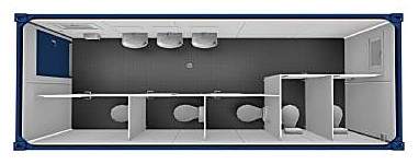 Sanitärcontainer 20′ Damen – 6.055 × 2.435 mm