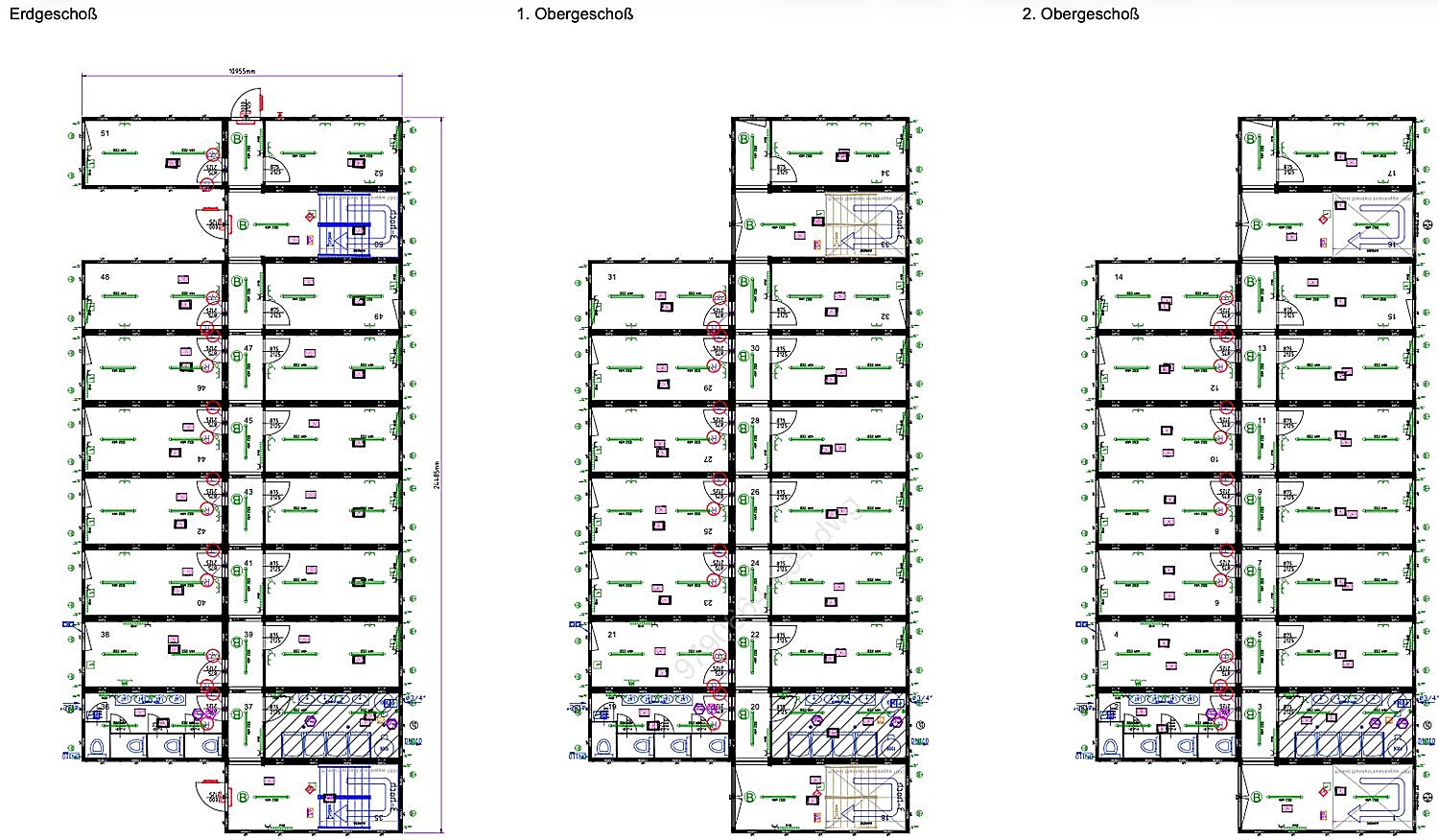 Wohncontaineranlage / Flüchtlingswohnheim in Containerbauweise – 3-geschossig